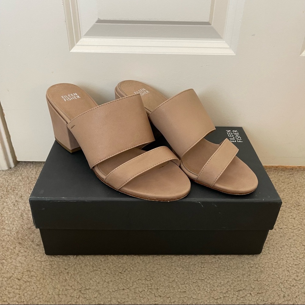 Eileen Fisher ROME LEATHER MULE SANDAL, Tan